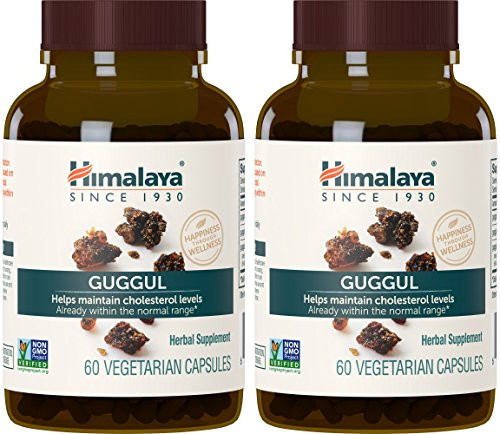 Himalaya Guggul  Cholesterol Supplement for Healthy LDL  HDL and Triglyceride Levels  750 mg  60 Capsules  1 Month Supply  2 Pack
