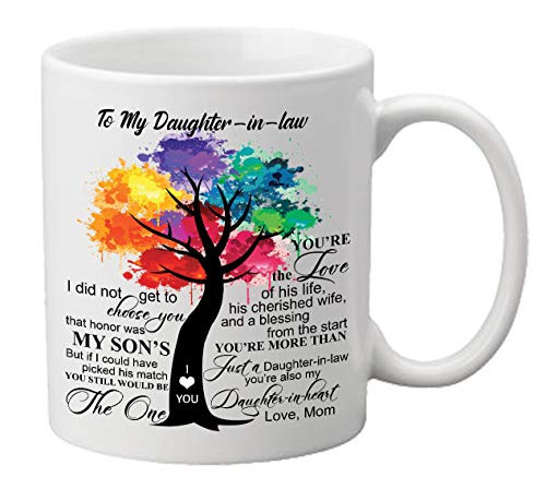 Gift For Daughter in Law From Mom To My Daughter in law Coffee Mug - 11oz Ceramic Cup - Christmas  Xmas  Birthday  Wedding  Mothers day   Valentines