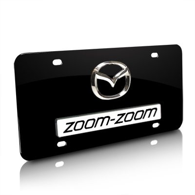 Mazda Zoom-Zoom 3D Logo Black Metal License Plate