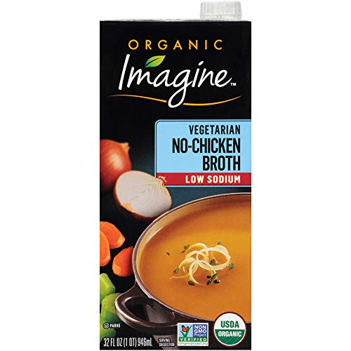 Imagine Organic Low Sodium Vegetarian No-Chicken Broth  32 Fl- Oz -Pack of 12-
