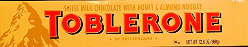 Extra Large Toblerone Swiss Milk Chocolate with Honey and Almond Nougat Chocolate Bar - 12-6Oz -360g- - Made In Switzerland Extra Large Toblerone Swiss Milk Chocolate with Honey and Almond Nougat Chocolate Bar - 12-6Oz -360g- - Made In Switzerland