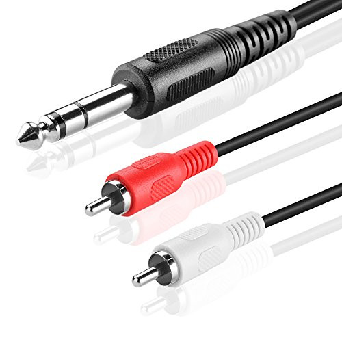 TNP Premium 1-4 Inch TRS to Dual RCA Audio Cable -10FT- - Male 6-35mm 1-4 TRS to 2RCA Connector Wire Cord Plug Jack