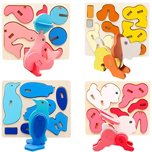 Wooden Puzzles for Toddlers Animal Jigsaw Puzzles for Toddlers Educational Toys for 3 Years Old -Dog-