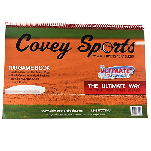 Covey Sports Baseball Softball Scorekeeper Scorebook - -100 Games Version- - Side by Side Score Sheets Book