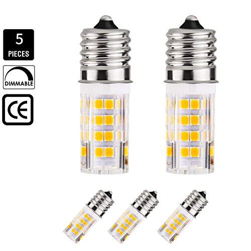 E17 LED Bulb Dimmable Ceiling Fan Light Bulbs 4 Watt 40W Equivalent Warm White 3000K 52X2835SMD AC110-130V (5-Pack)