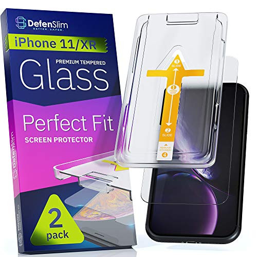 Defenslim iPhone 11 - XR Screen Protector -2-Pack- with Easy Auto-Align Install Kit - Tempered Glass for iPhone 11  XR -6 1- - New Glass with Your Ne