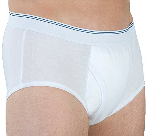 Mens Incontinence Briefs 3-Packs Mens Incontinence Underwear Cotton Washable Reusable Incontinence Underwear for Men  Built in Cotton Pad  Large