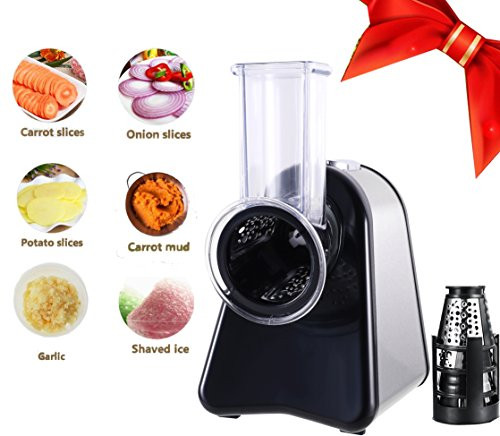 Korie Automatic Salad Maker Machine, Professional Electric Slicer Shredder, with One-Touch Control and 4 Free Attachments for fruits, vegetables, and cheeses