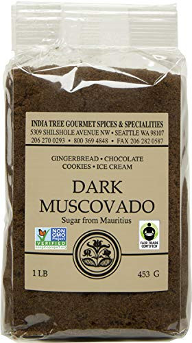 India Tree Dark Muscovado Sugar  1 lb -Pack of 4-