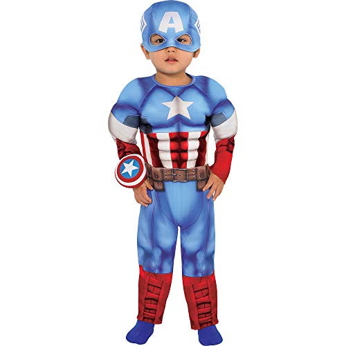 Suit Yourself Captain America Muscle Costume for Babies  Marvel  12-24 Months  Includes Padded Jumpsuit  Hat and More