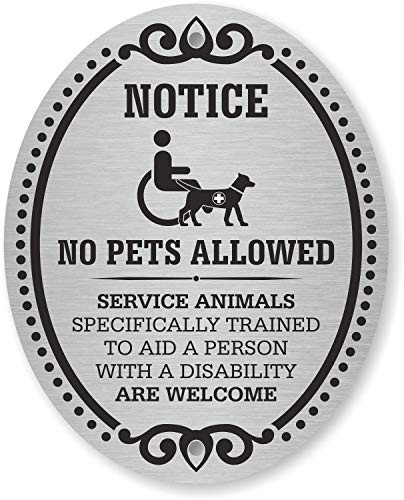 SmartSign Notice - No Pets Allowed- Service Animals are Welcome Diamond Plate Door Sign - 4 x 5 Aluminum