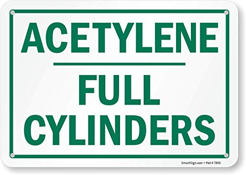 SmartSign Acetylene Full Cylinders Sign - 7 x 10 Aluminum
