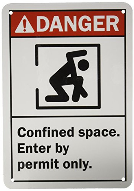 SmartSign Danger - Confined Space  Enter by Permit Only Sign - 7 x 10 Aluminum