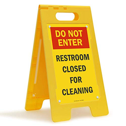 SmartSignDo Not Enter - Restroom Closed for Cleaning Folding Floor Sign - 25 x 12 Plastic