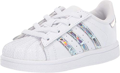 adidas Originals Baby Superstar Elastic Sneaker  White-Collegiate Navy-Gold Metallic  8K