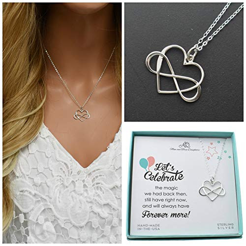 Infinity Heart Charm Pendant In Sterling Silver On An 18 Sterling Silver Cable Chain  Wedding Anniversary Gift  Happy Anniversary