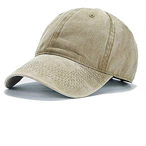 Aedvoouer Men Women Baseball Cap Vintage Cotton Washed Distressed Hats Twill Plain Adjustable Dad-Hat -G-Khaki-
