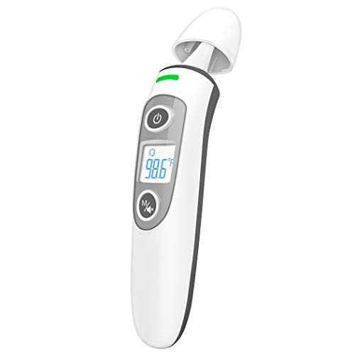Infrared Ear and Forehead Baby Digital Thermometer - Non-Contact - LCD Display - Temperature Measurement for Baby Infants Kids Adults - Accurate Insta