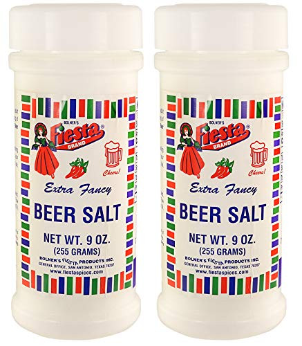 Bolners Fiesta Brand Extra Fancy Beer Salt and Rimming Salt  9 Ounce Shaker -Pack of 2  No MSG-