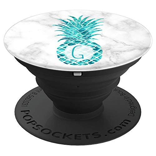 Teal Pineapple Monogram PopSocket G Initial ~ Letter G Gift PopSockets Grip and Stand for Phones and Tablets