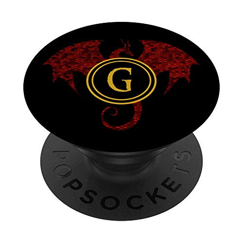 Letter G Gift Dragon Monogram Initial G PopSockets Grip and Stand for Phones and Tablets