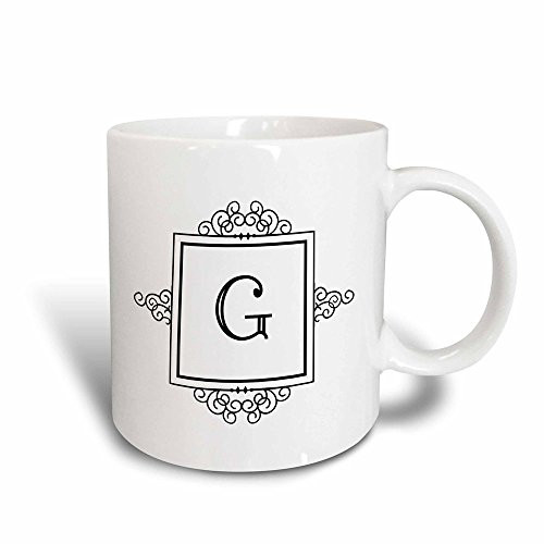 3dRose Mug Initial letter G personal monogrammed fancy black and white typography elegant stylish personalized -mug-154330-3- - 11oz - Transforming  B