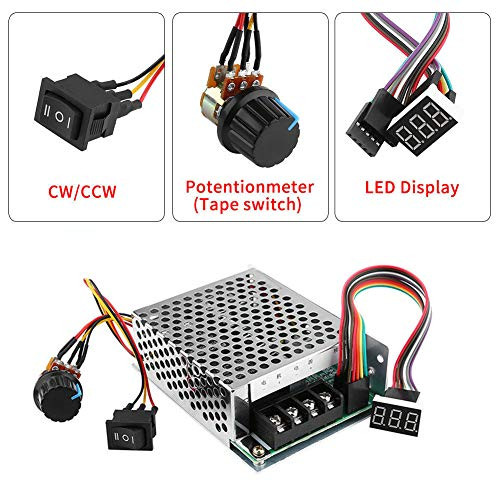 PWM DC Motor Speed Controller 9V 12V 24V 36V 48V DC 9V - 55V Pulse Width Modulation Regulator 60A 2000W Stepless Variable Speed-Forward and Reverse Sw