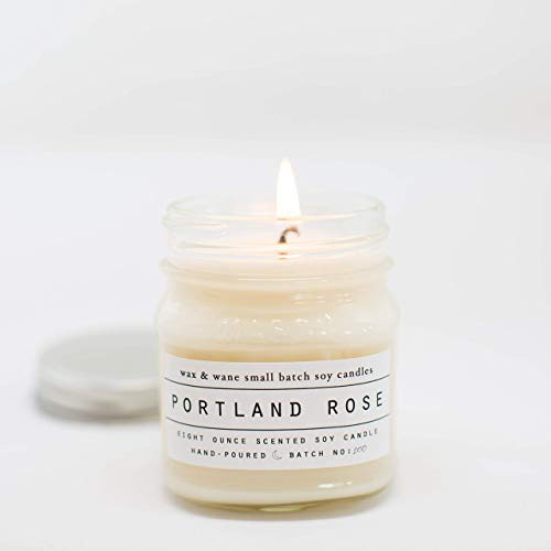 Portland Rose Scented 8 oz Mason Jar Soy Candle Portland Rose Scented 8 oz Mason Jar Soy Candle