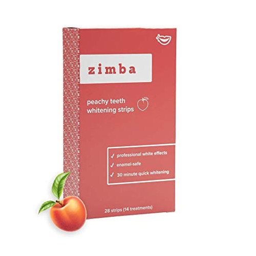 ZIMBA Teeth Whitening Strips - Peach - 28 Zimba Whitening Strips - Teeth Whitening Sensitive Teeth - White Strips Teeth Whitening - Best Teeth Whitene ZIMBA Teeth Whitening Strips - Peach - 28 Zimba Whitening Strips - Teeth Whitening Sensitive Teeth - White Strips Teeth Whitening - Best Teeth Whitene