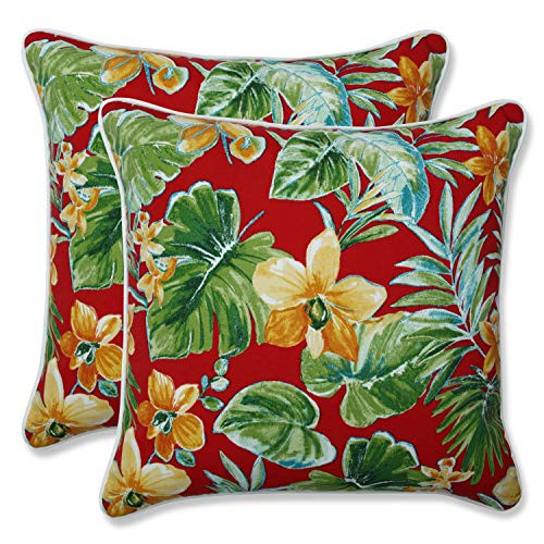 Pillow Perfect 636207 Outdoor-Indoor Beachcrest Poppy Throw Pillows  18-5 x 18-5  Red  2 Pack