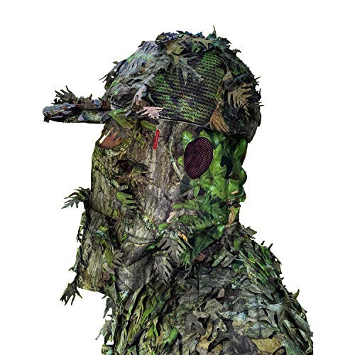 QuikCamo Mossy Oak Obsession Camouflage 3D Leafy Mesh Back Cap with Hunting Face Mask Small -58cm -Adjustable--