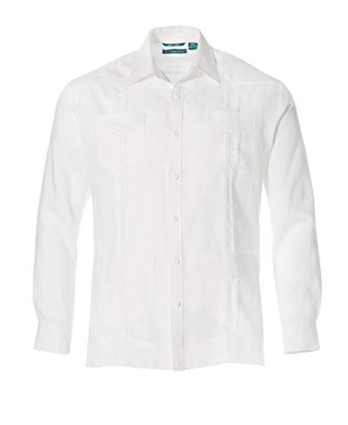 Cubavera Mens Long Sleeve 100 Linen Guayabera  Bright White  XX-Large