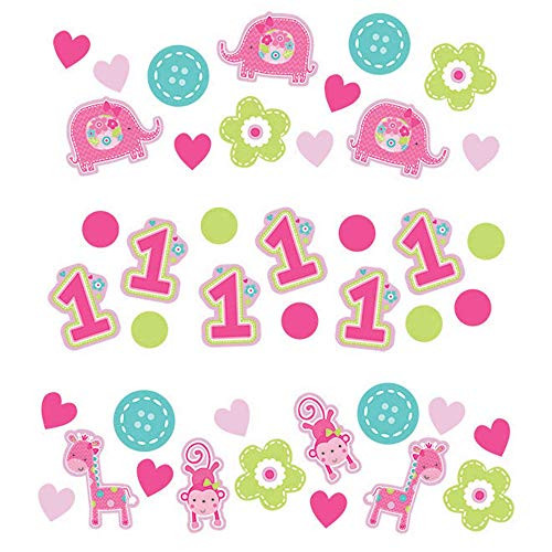 amscan One Wild Girl 1st Birthday Value Party Confetti  Small  Pink-Green-Blue