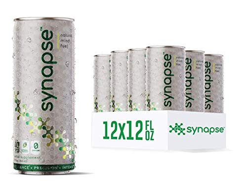Synapse Clean Energy Drink for Healthy Enhanced Focus  Nootropics  Low Calorie  No Caffeine  Made with Plants  12 fl oz -12 Pack-