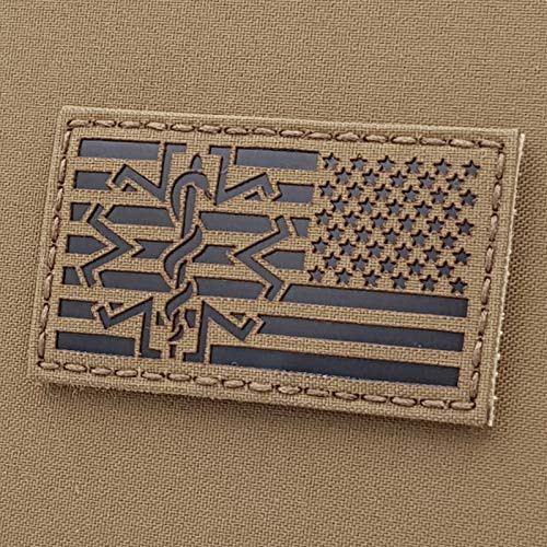 IR Tan Coyote USA American Reversed Flag EMS Star of Life Right Arm Medic Paramedic 2x3-5 Tactical Morale Hook-and-Loop Patch