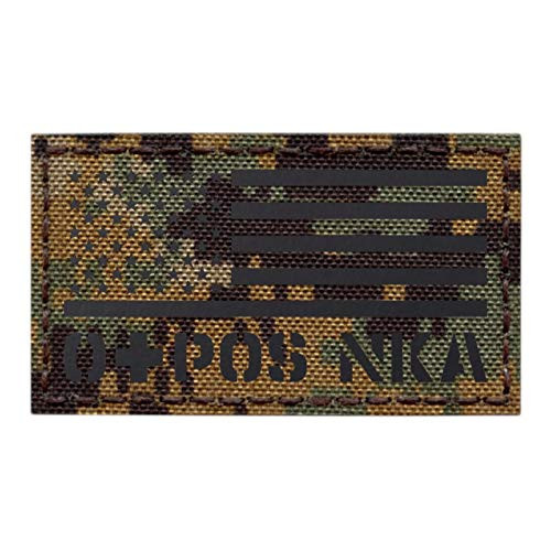 IR USA Flag OPOS O- Blood Type Digital Woodland MARPAT NKA NKDA Infrared Tactical Morale HookandLoop Patch
