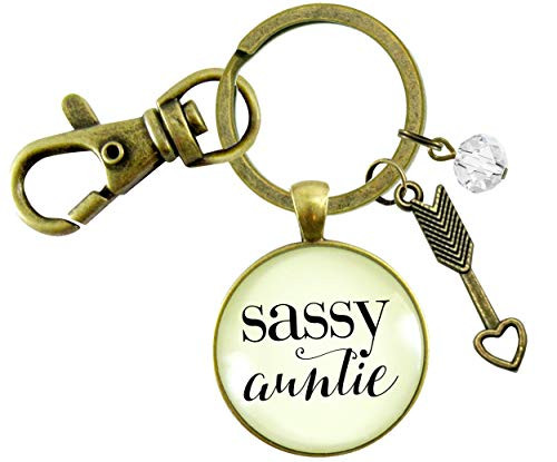 Gutsy Goodness Sassy Auntie Keychain Glam Quote Fun Gift Vintage Inspired Jewelry For Women Gutsy Goodness Sassy Auntie Keychain Glam Quote Fun Gift Vintage Inspired Jewelry For Women