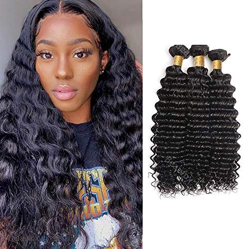 Brazilian Deep Wave Bundles 100 Unprocessed Virgin Human Hair 3 bundles 9A Grade Wet and Wavy Deep Curly Hair Bundles-8 10 12  Natural Color- Brazilian Deep Wave Bundles 100 Unprocessed Virgin Human Hair 3 bundles 9A Grade Wet and Wavy Deep Curly Hair Bundles-8 10 12  Natural Color-