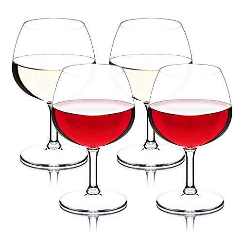 MICHLEY Unbreakable Stemmed Wine Glasses  100 Tritan Plastic Small Brandy Snifter Glasses  BPA-free and Dishwasher Safe  Shatterproof Plastic Wine Glas