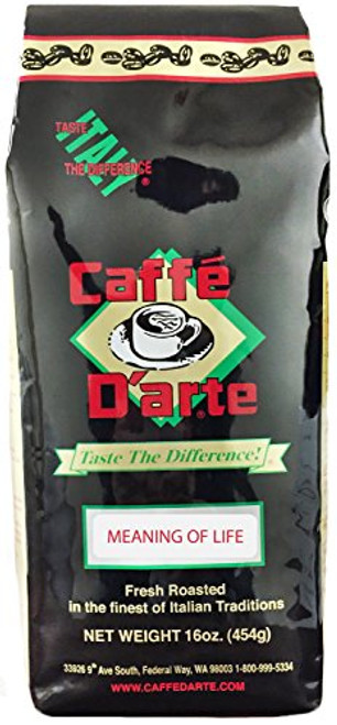 Caffe Darte Gourmet Meaning of Life Whole Bean Coffee  16-Ounce Foil Bags -Pack of 2-