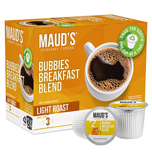 Mauds Breakfast Blend Coffee  -Bubbies Breakfast Blend-  24ct- Recyclable Single Serve Breakfast Blend Coffee Pods  100 Arabica Coffee California Ro