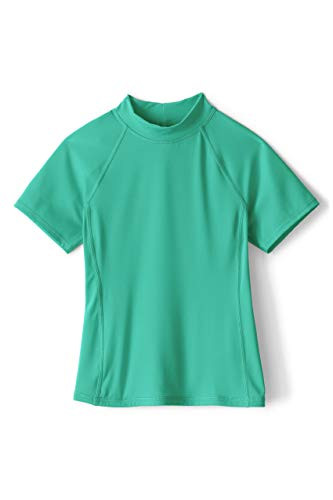 Lands End G Solid Mock Neck Rashguard Jewel Green Big Kid Medium