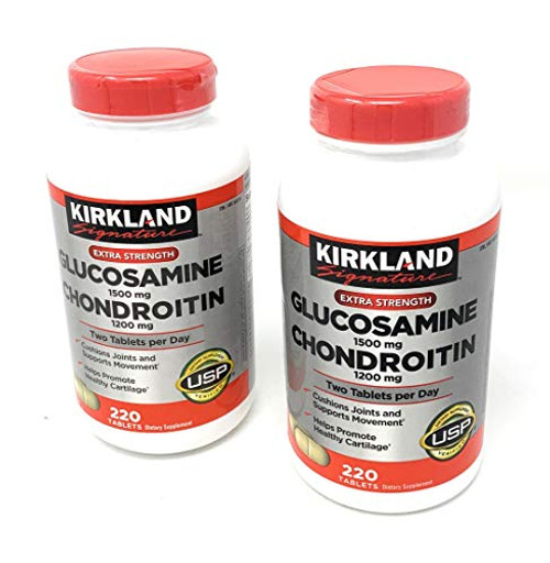 Kirkland Signature Extra Strength Glucosamine 1500mg-Chondroitin 1200mg  220 Count -2 Pack-