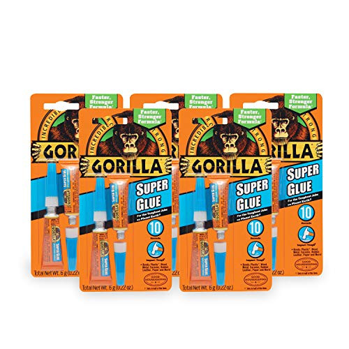 Gorilla Super Glue Two 3 Gram Tubes Clear -Pack of 5- Gorilla Super Glue Two 3 Gram Tubes Clear -Pack of 5-