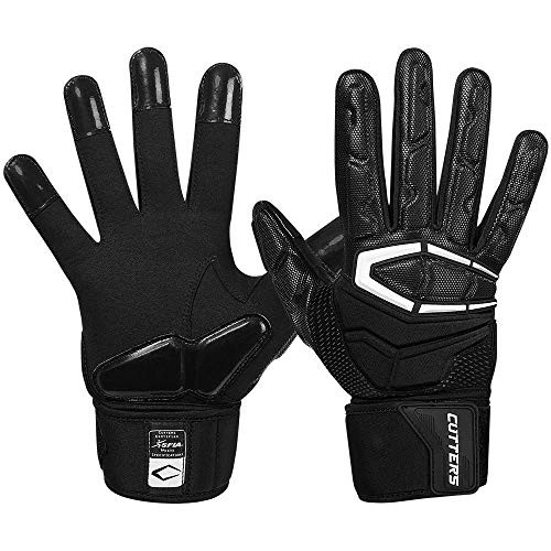 Cutters Lineman Padded Football Glove- Force 3-0 Extreme Grip Football Glove  Flexible Padded Palms and Back of Hand  Adult  1 Pair