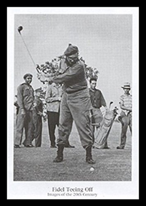 Buyartforless FRAMED Fidel Teeing Off, Images of the 20th Century 24x32 Art Print Poster Vintage Black and White Fidel Castro Golfing Swinging Drive