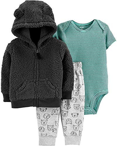 Carters Baby Boys 3-Piece Little Jacket Sets -6 Months- Black-Heather