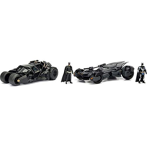 Jada Toys DC Comics 2008 The Dark Knight Batmobile with Batman Figure 124 Scale Vehicle and DC Comics Justice League Batmobile Die-cast Car  124 Scal