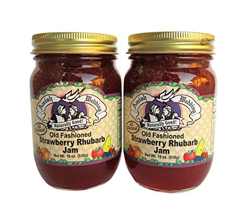 Amish Wedding All Natural Old Fashioned Strawberry Rhubarb Jam 18 Ounces -Pack of 2-