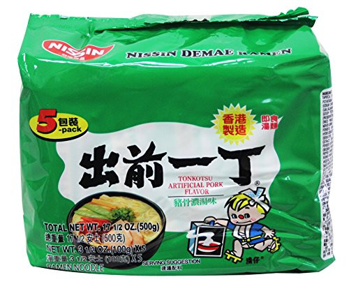 Nissin Demae Ramen Instant Noodle 3-5oz -Tonkotsu Pork  5 Packs-